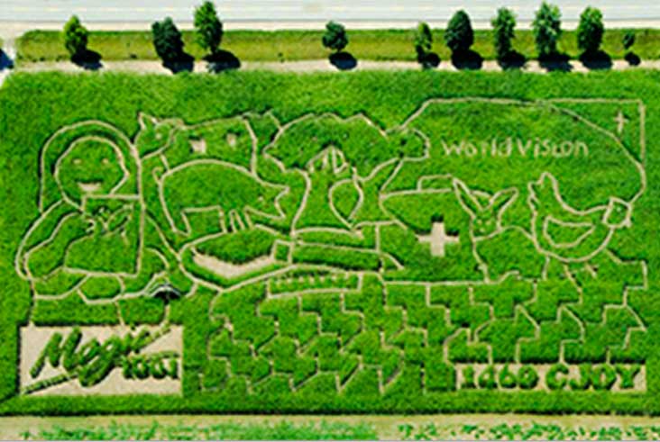 Aerial View of the 2007 World Vision Foundation Charity Maze design at Strom's Farm.