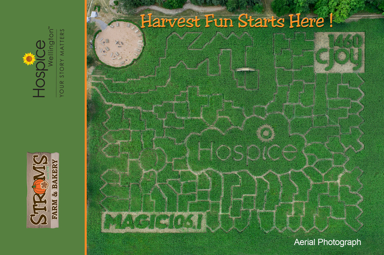 Aerial View of the 2022 Hospice Wellington Maze at Strom's Farm and Bakery