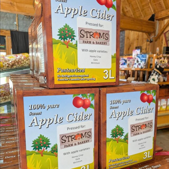 Apple Cider is in the market!
Enjoy this delicious cider made with Mac's, Galas and Honey Crisp.  No sugar or preservatives added.  No refrigeration required and good for 3 months after opening.

Available in our market 9:30-6:00 
Wednesday thru Sundays 

www.strom.ca

#applecider
#guelph